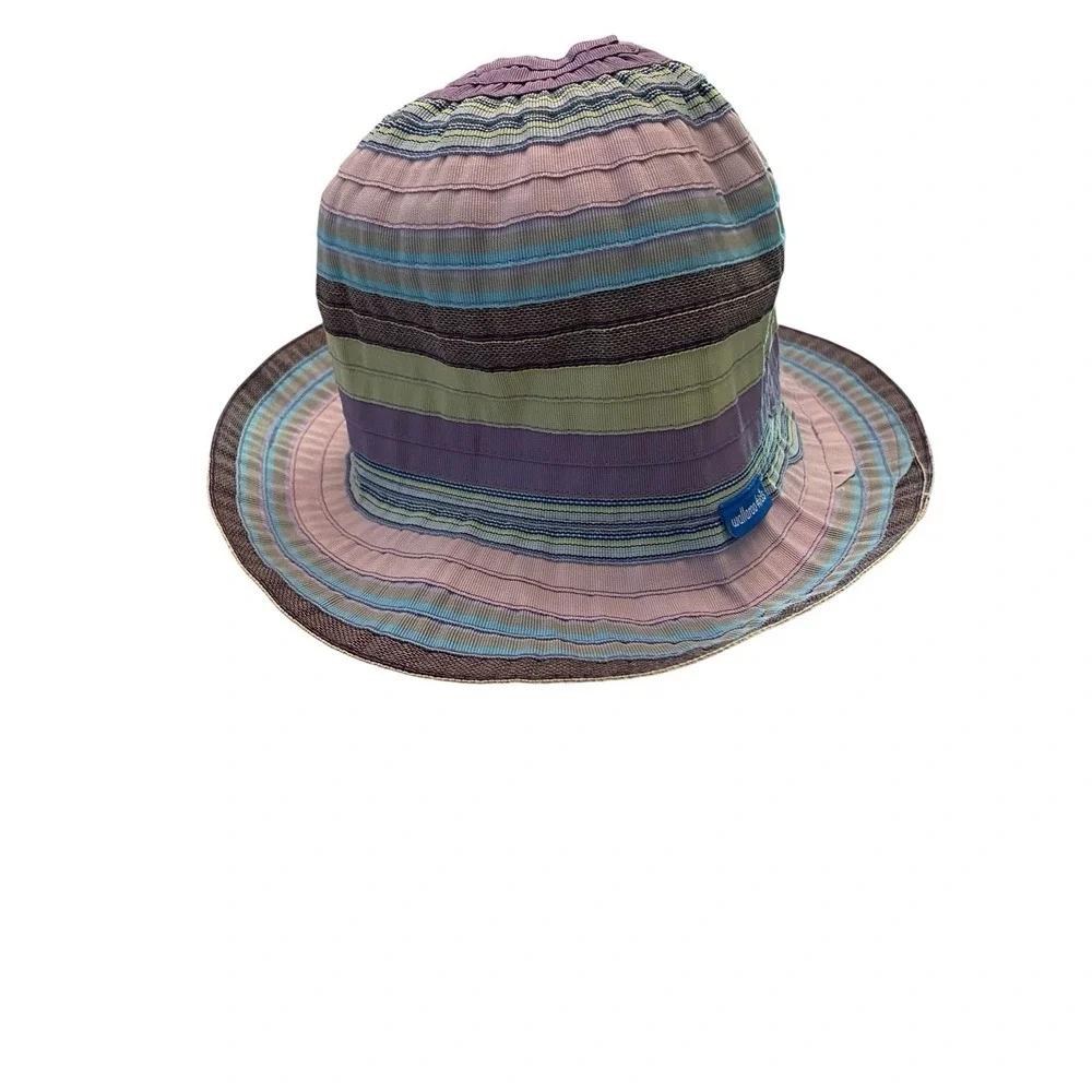 Wallaroo Kids Petite Nantucket Sun Bucket Hat Packable Striped Purple Blue Pink
